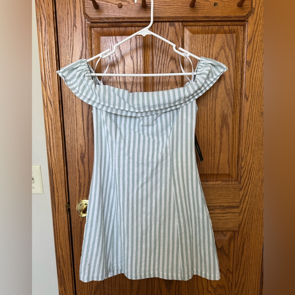 NWT Lulu's Green and White Striped Dress